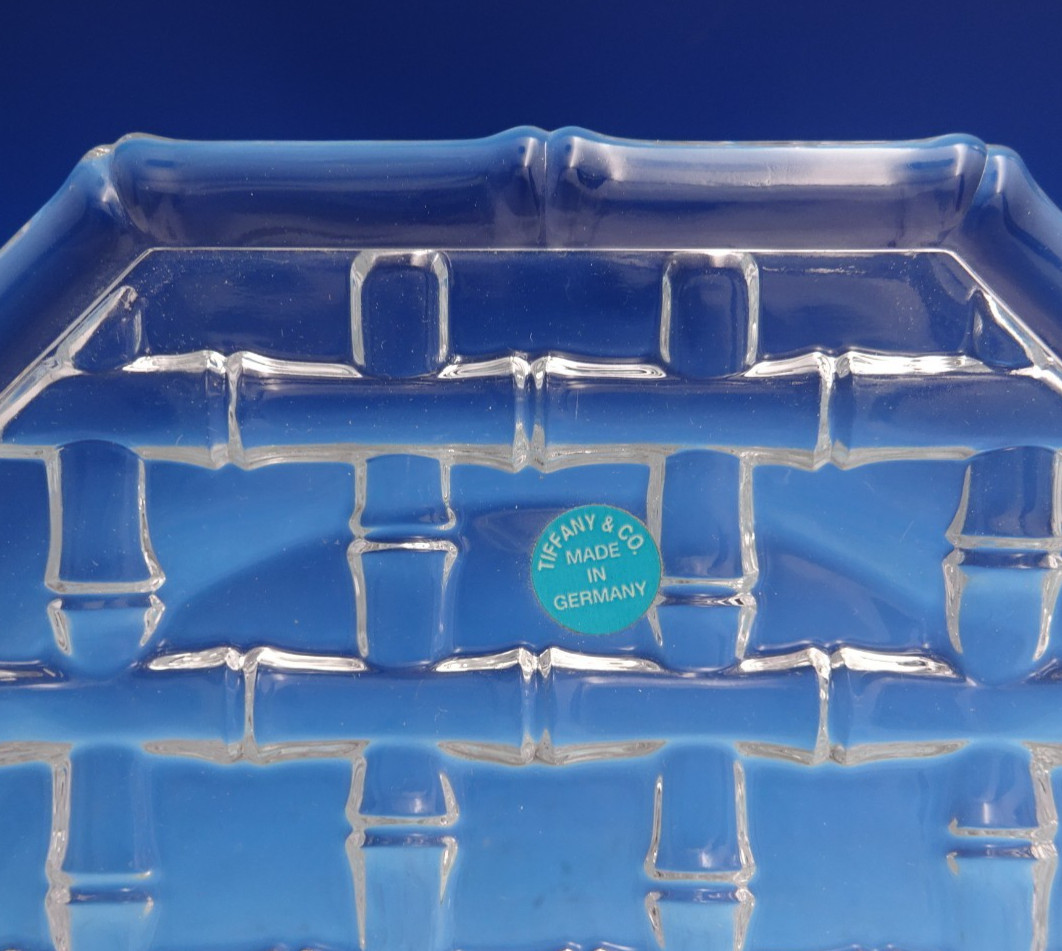 Bamboo by Tiffany and Co Crystal Serving Plate in Orig Box 1/2" x 7 3/4" (#8695)