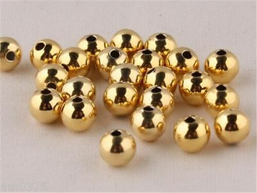 50Pcs NEW AUTHENTIC 14K Yellow Gold Bead Perfect 3mm Lucky Loose Beads For DIY