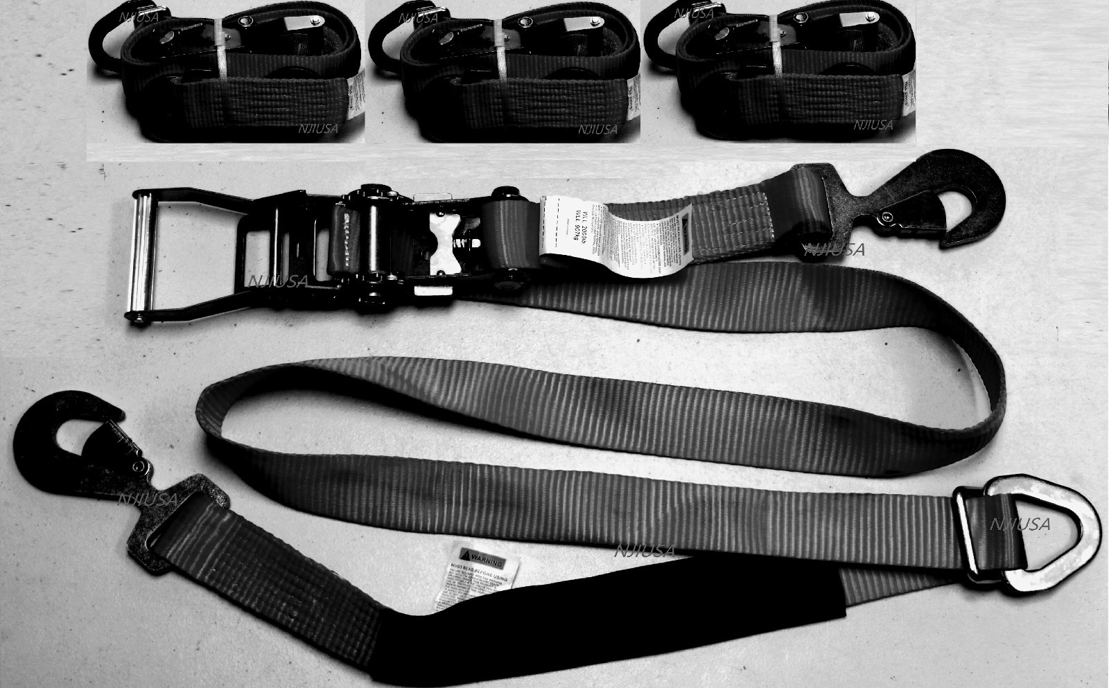 4 Axle Straps Race Car Trailer Hauler Ratchet Tie Down Strap Towing Tow QUALITY