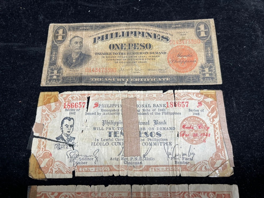 Assorted 3 US Philippines Banknotes Lot Low Grade