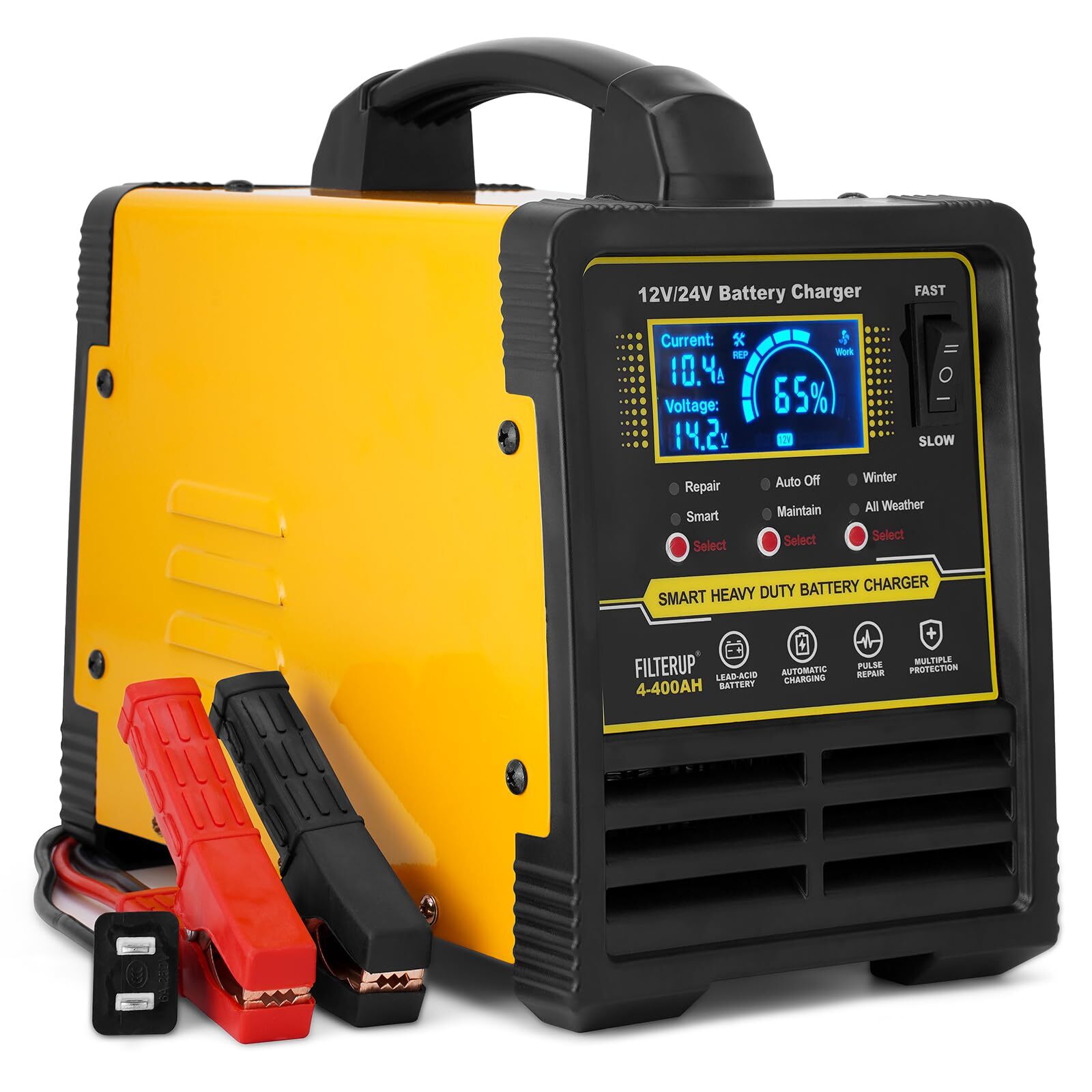 12V & 24V Car Battery Charger Heavy Duty, 0-15A Automatic Battery Maintainer