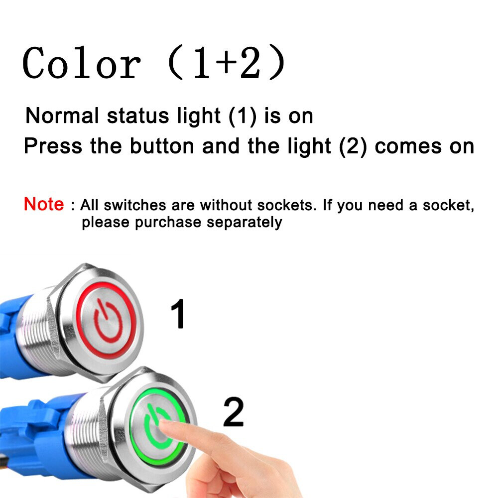 Two Color Customize Metal Push Button Switch ON OFF Momentary Latching 12V 220V