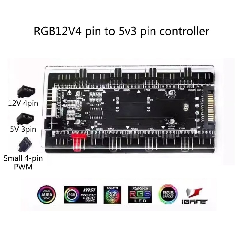 High Quality RGB Transfer Hub 12V to 5V Conversion Interface RGB Convertor