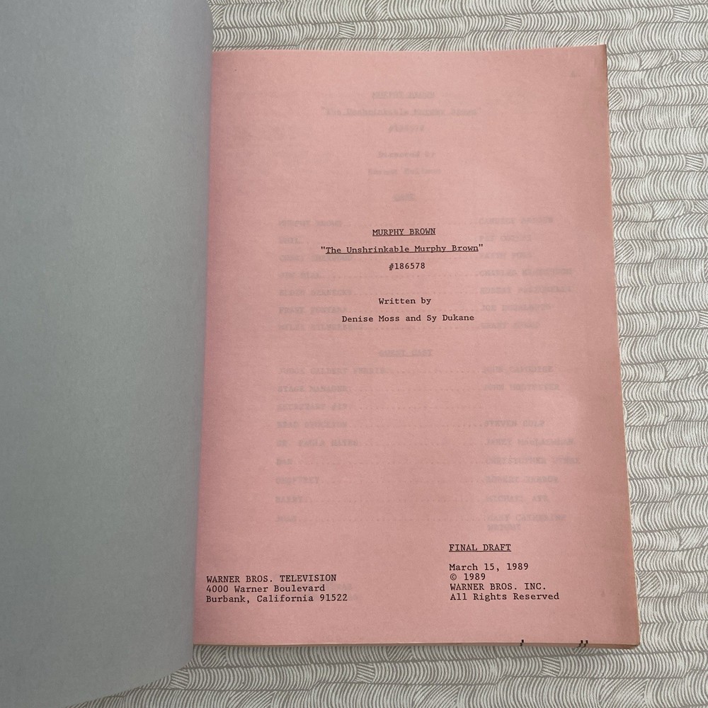 (2)MURPHY BROWN / Final Draft TV Scripts, Candice Bergen "The Unshrinkable, 1989