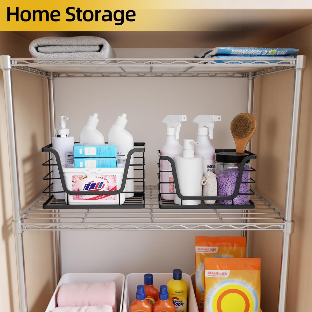 ALOCEO 2 Pack Storage Stackable 2-Pack - Medium&Small, - M&S Black