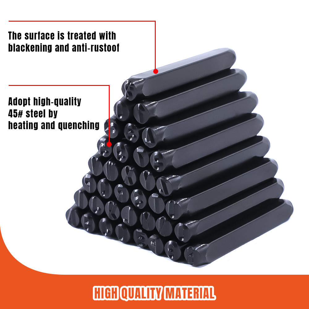 6MM 1/4" 36PCS Letter & Number Stamp Punch Set for Imprinting Metal Wood Leather