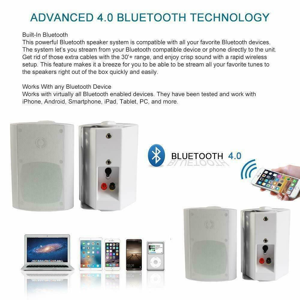 Herdio Waterproof Bluetooth Wall Mount 5.25" Outdoor Speakers