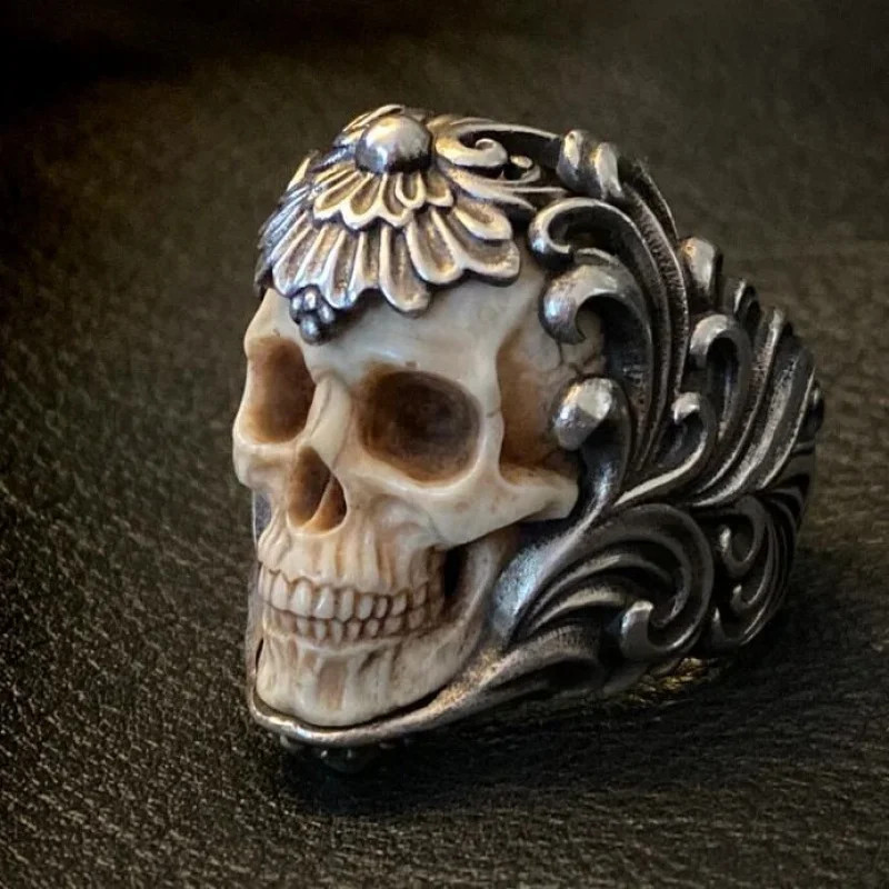 Human Skull Skull Open Ring Jewelry Gothic Silvery Adjustable Resizable