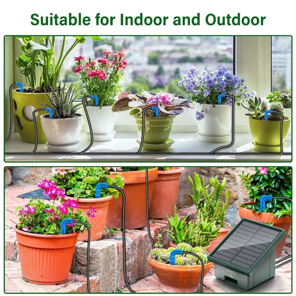 1 SET Solar Automatic Drip Irrigation System with Hose & Timer for Garden