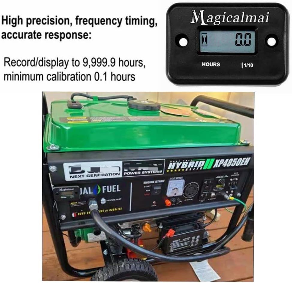 Precision Inductive Hour Meter for Lawn Mowers & Generators - 9,999.9 Hours
