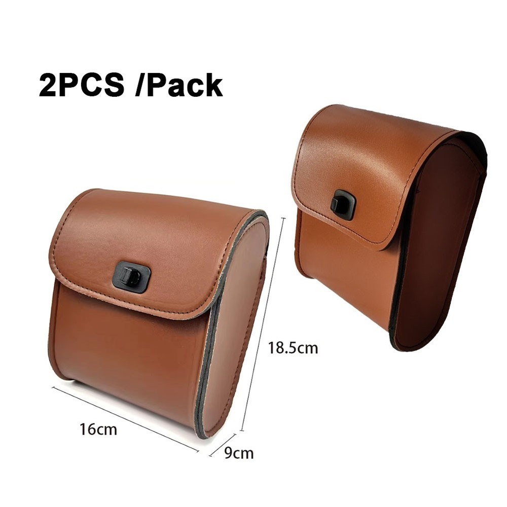 Universal Motorcycle Pouch Front Fork Sissy Bar Saddle Side Tool Bag Pu Leather