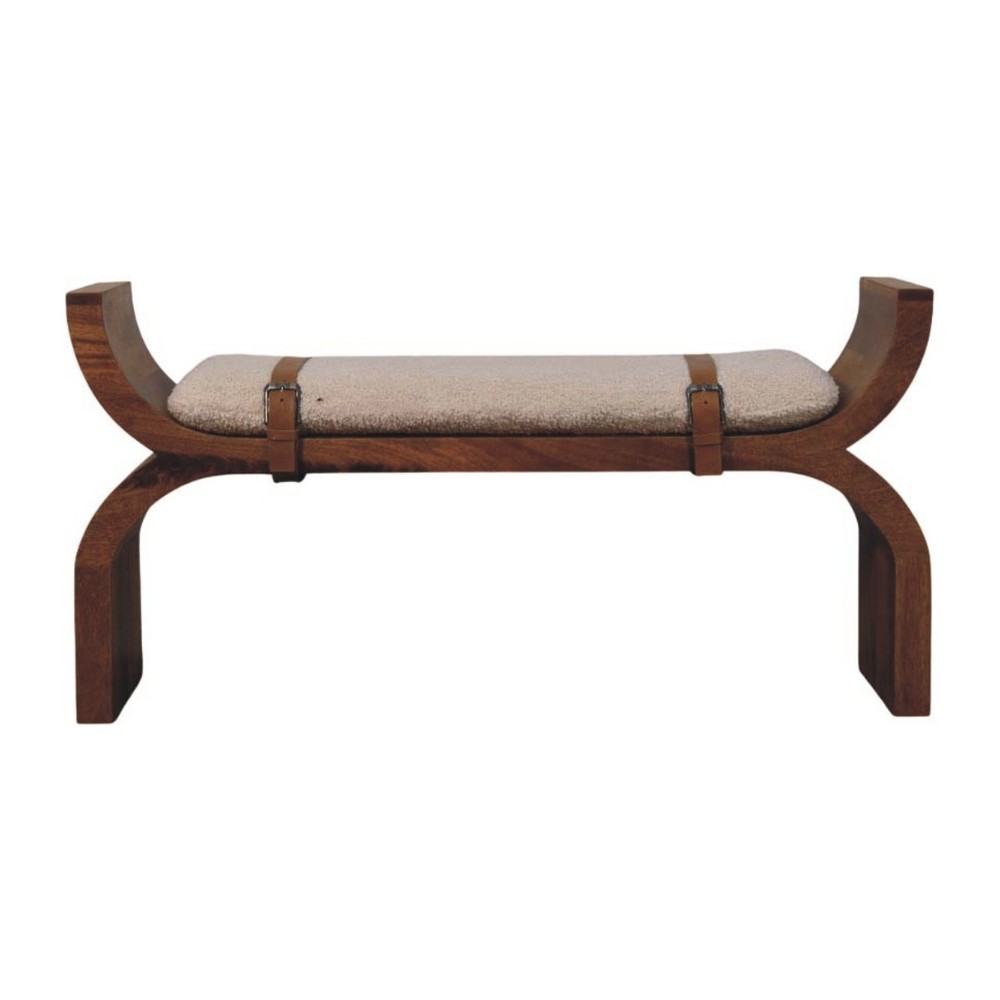 Stirrup Curve Bench with Boucle Seat