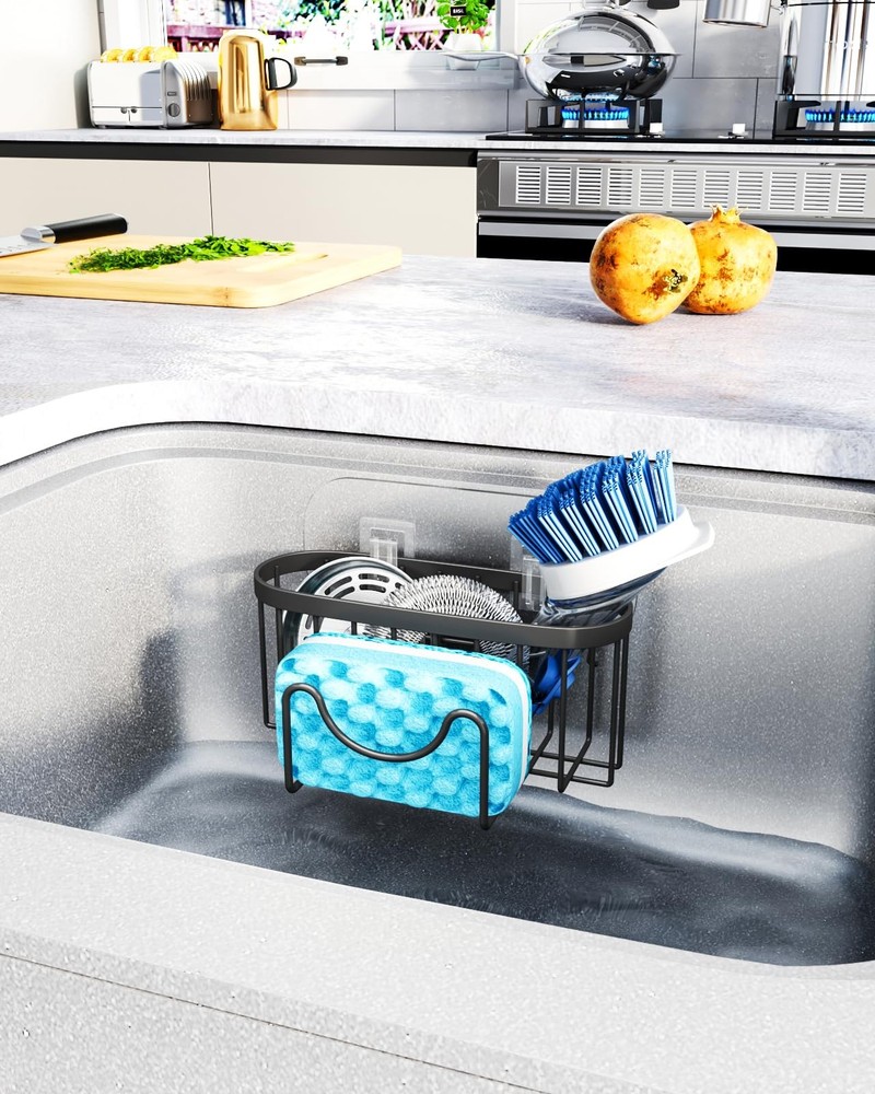 HapiRm Multifunctional Sponge Holder with Unique M-shaped Holder, Black