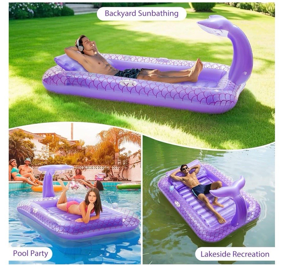 Moko Pool Floats Adult, Large Floating Bed with Ice Bar, Tanning Bed, 71.6x47.2"