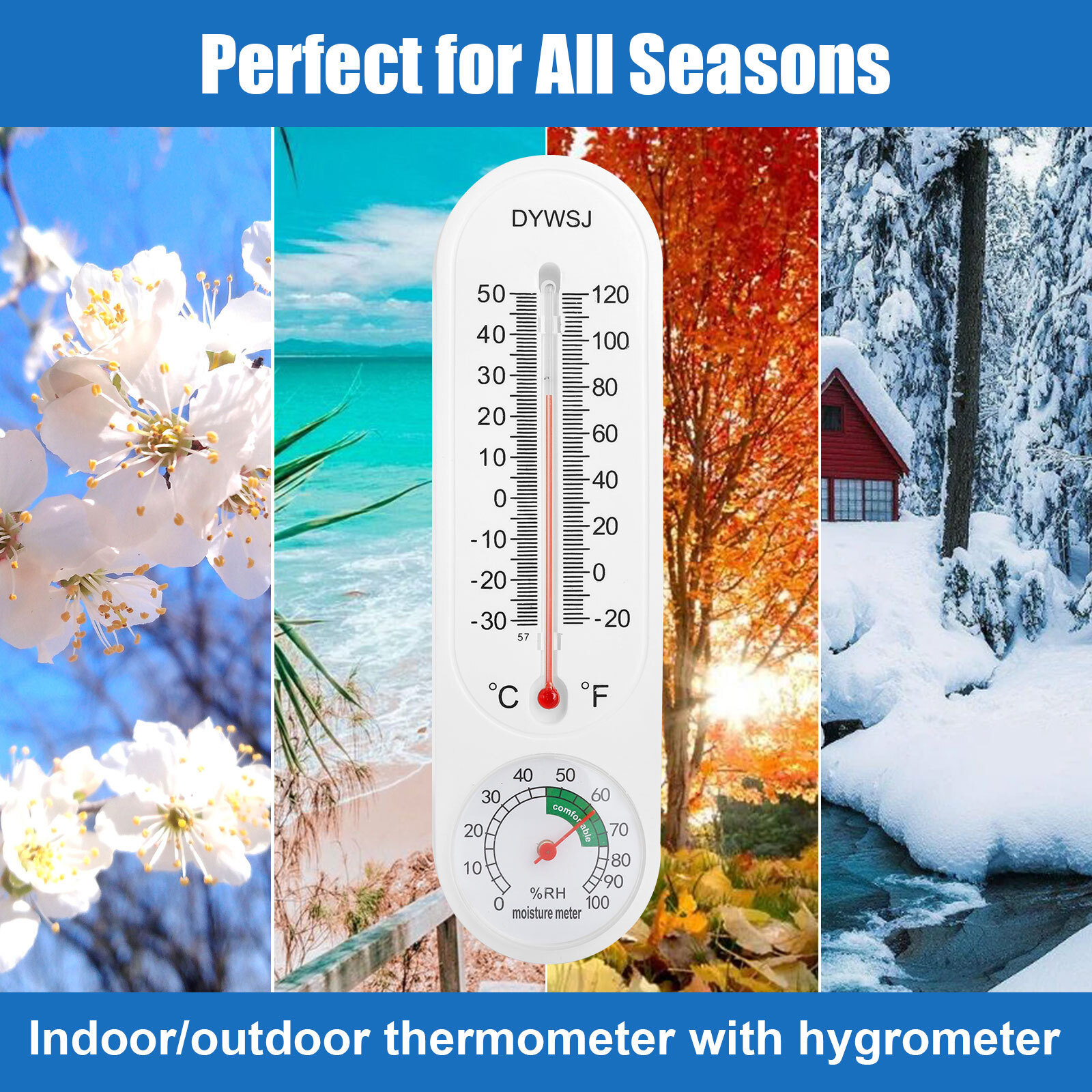 3 PCS Wall Thermometer Humidity Meter for Indoor Outdoor Garden Greenhouse Home