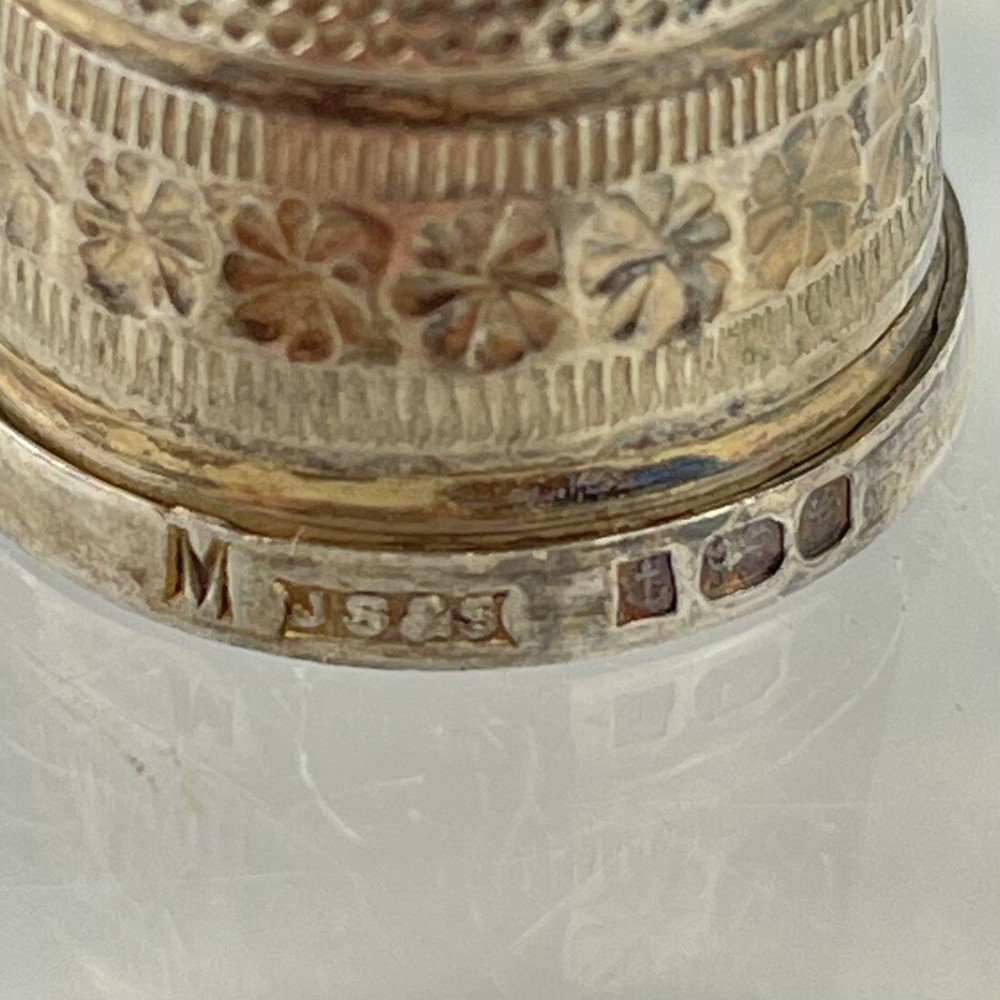 Vintage Solid Sterling Silver Thimble 2cm James Swann & Son 1981 M #4