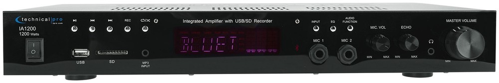 Technical Pro IA1200 Pro Integrated Amplifier w/ 2) Mic inputs+USB/SD/AUX/RCA