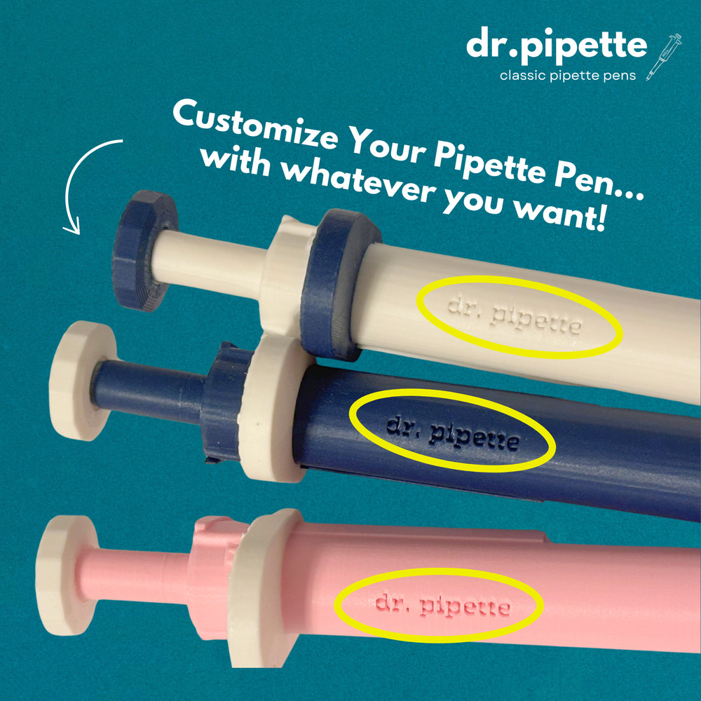 Custom Retractable Pipette-Shaped Ballpoint Pen (Cloud White)