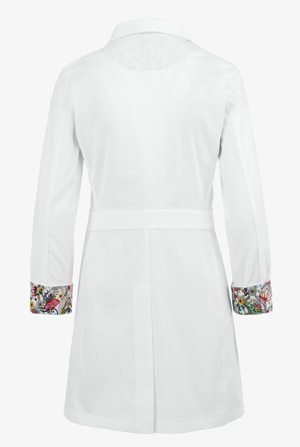 KOI FINE TWILL WOMENS 35 ¾" 4-POCKETS LAB COAT IN WHITE IN ALL SIZES STYLE # 491