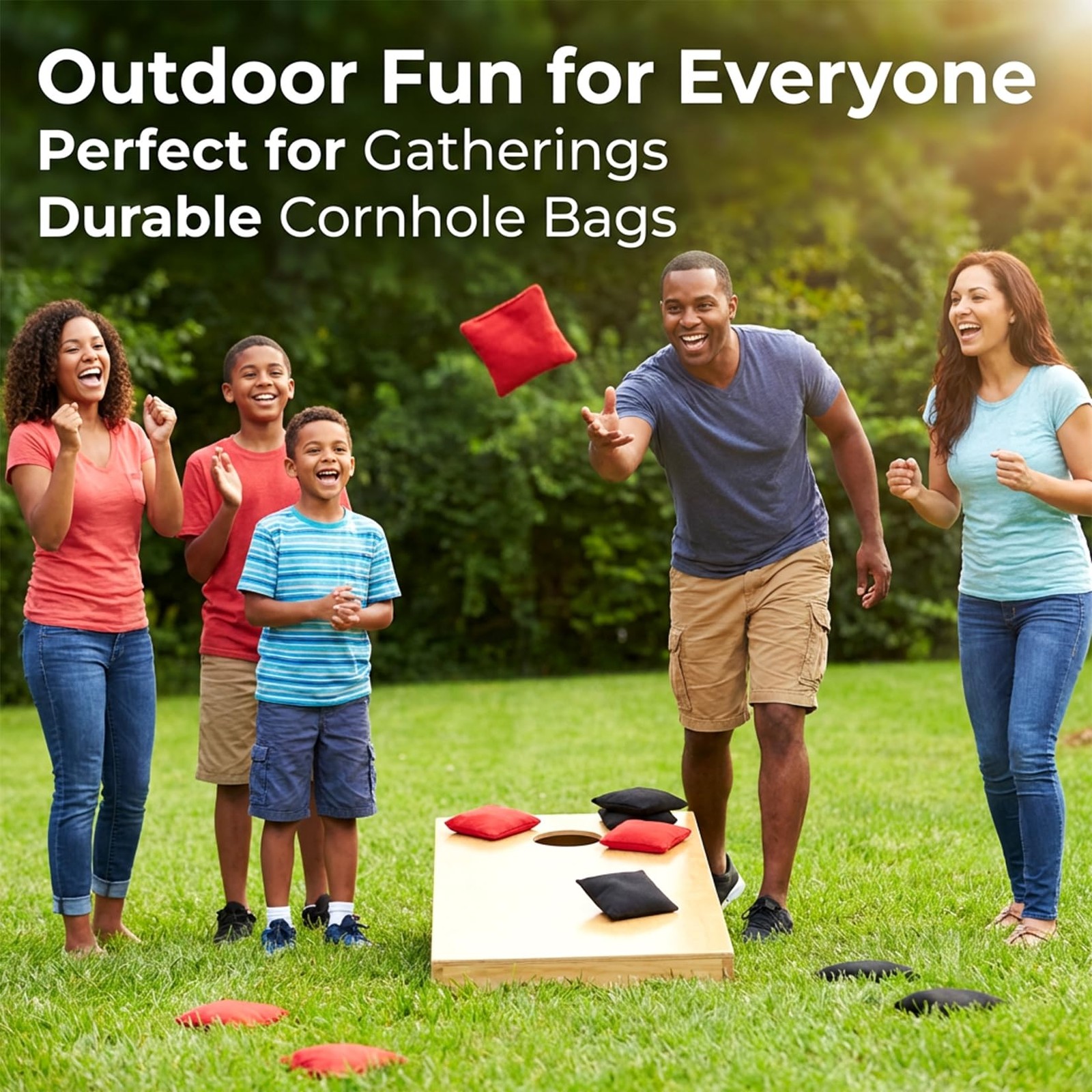 8 PCS Cornhole Bags - Bean Bags for Cornhole, 4 Black and 4 Red, Each Weighs ...