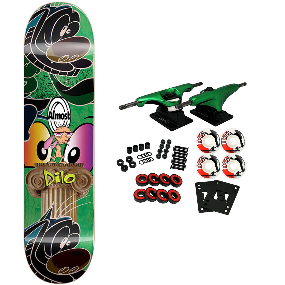 Almost Skateboard Complete Dilo Ren and Stimpy Mixed Up 8.375" x 32.2"