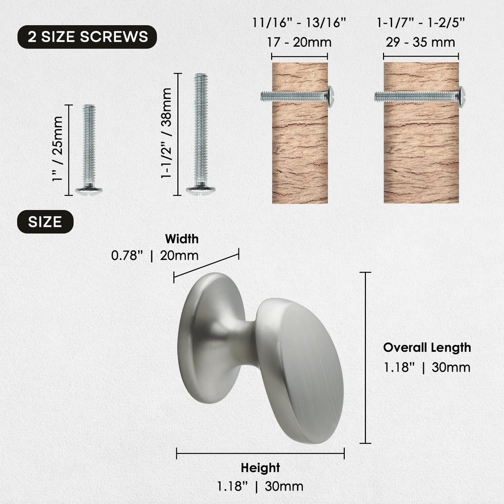 10 Pack Cabinet Knobs Brushed Nickel Solid Zinc Alloy Drawers Dresser Knobs M...