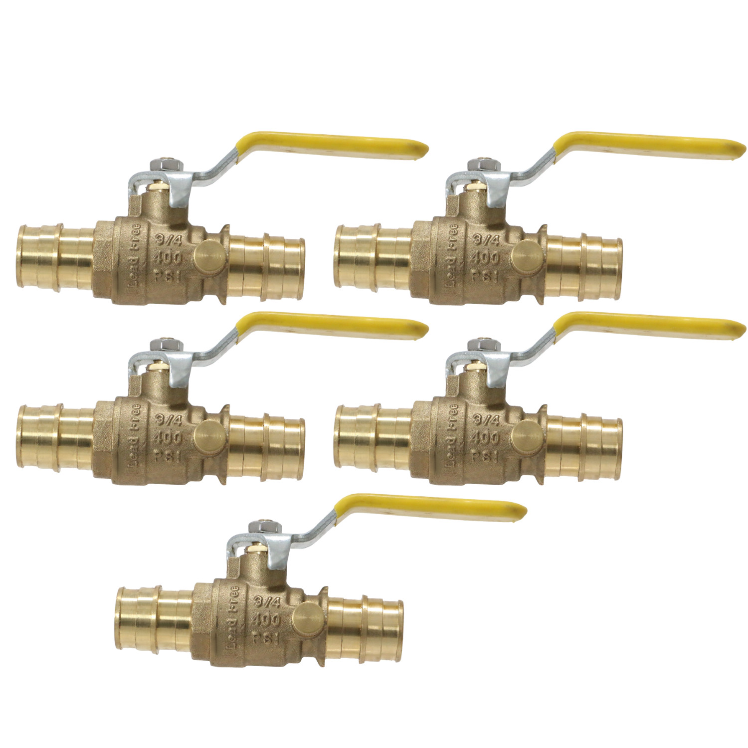 5 Pack XFITTING 3/4" Pex A Ball Valve w/ Drain, Expansion F1960, Lead Free Brass