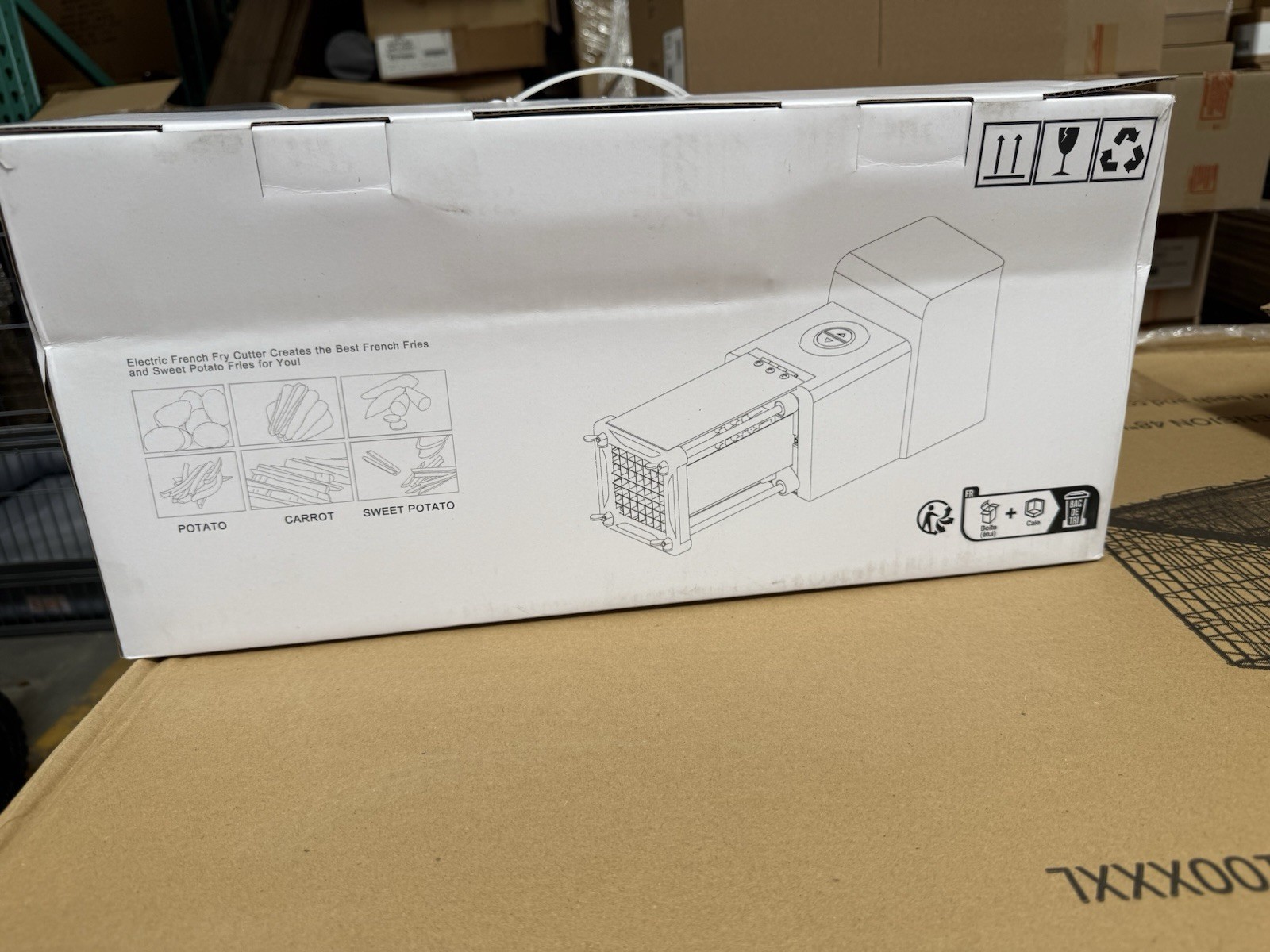 Electric French Fry Cutter, Stainless Steel Potato Cutter with 1/2 & 3/8 Blade