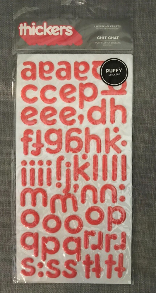 NEW ~ THICKERS PUFFY LETTER STICKERS ~ "CHIT CHAT" ~ GRAPEFRUIT ~