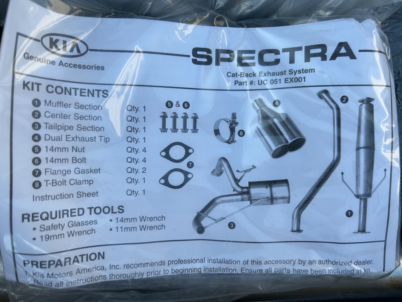 Genuine 2005 2006 Kia Spectra5 OEM NEW HP Cat Back performance exhaust system