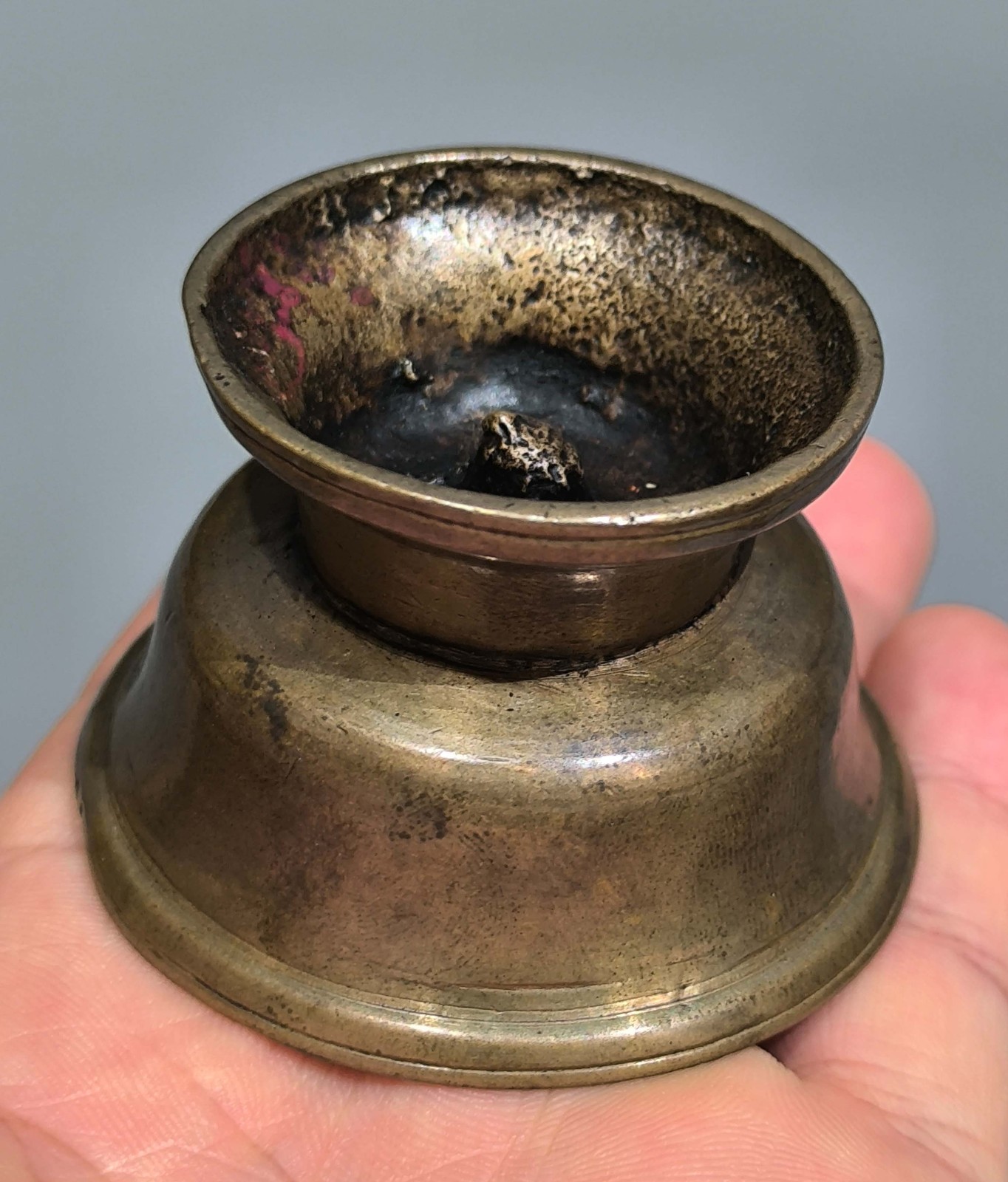 Real Tibet 18th Century Old Antique Buddhist Alloy Copper Oil Ghee Butter Lamp