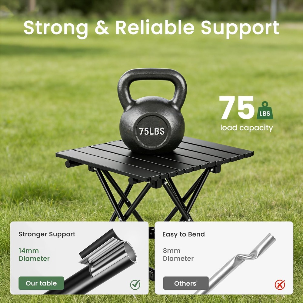 2 Pack Portable Camping Table Foldable, Ultralight Small Folding Beach Table ...