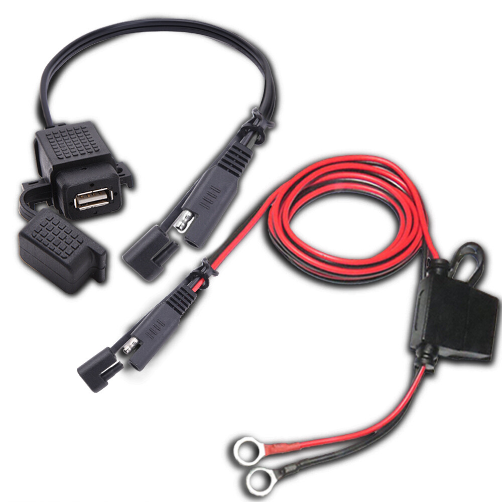 Waterproof Motorcycle SAE to USB Cable Adapter 2.1A Phone GPS USB Charger Outlet
