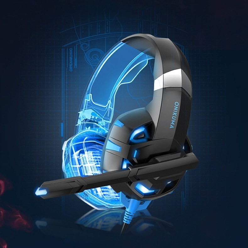 ONIKUMA K2 Pro wired Luminous Computer Gaming Headset (Black Blue)