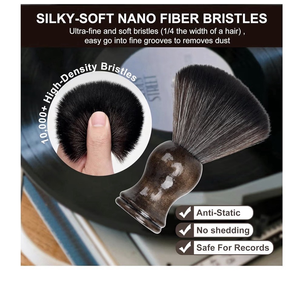 Vinyl Record & Turntable Cleaning Kit with Brushes, Solution, Cloth, Case