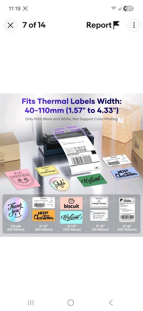 EBAY Shipping Thermal Label Printer, 203 DPI, USB, 4x6 Labels