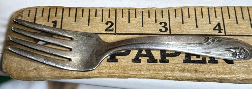 VTG Holmes & Edward’s Silver Infused & Plated Child’s Fork! 4 1/2” Floral Heavy