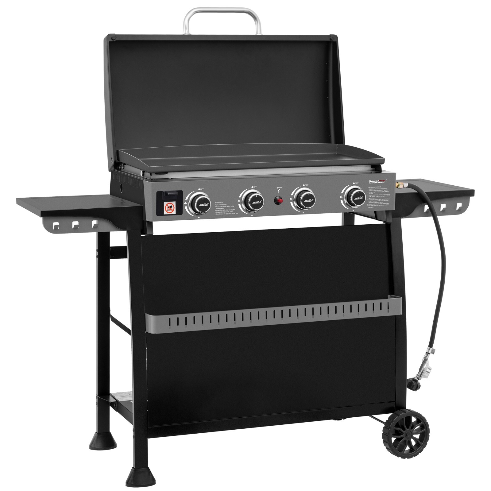 Royal Gourmet 4-Burner Tabletop Gas Griddle with Hood/Removable Standing Cart