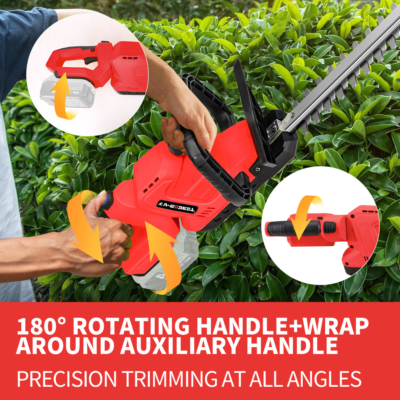 20" Handheld Electric Cordless Hedge Trimmer Bush Trimmer For Milwaukee Battery