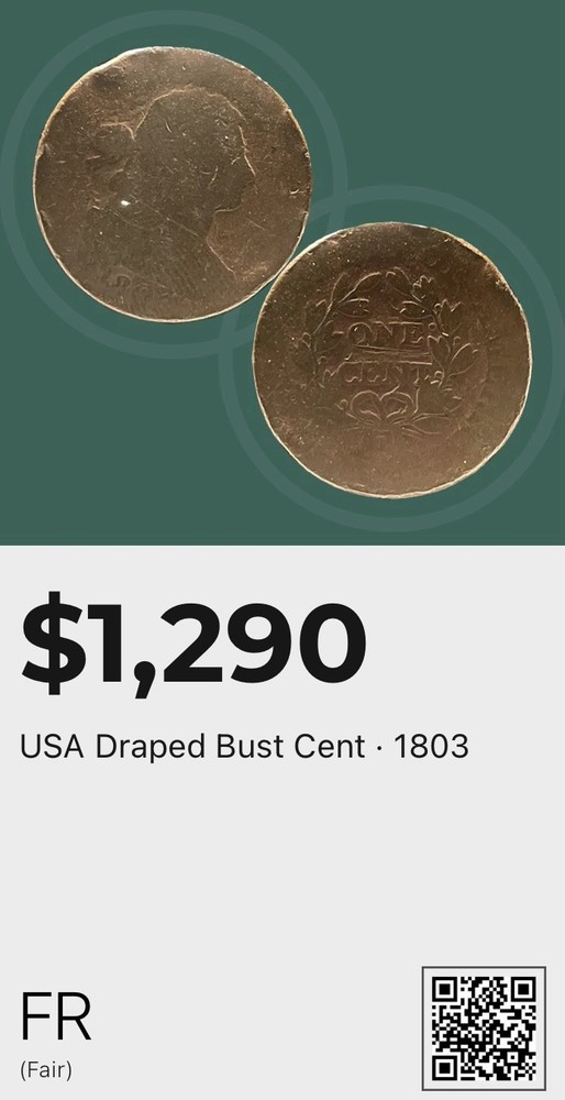 1803 Draped Bust Large Cent 1c Coin