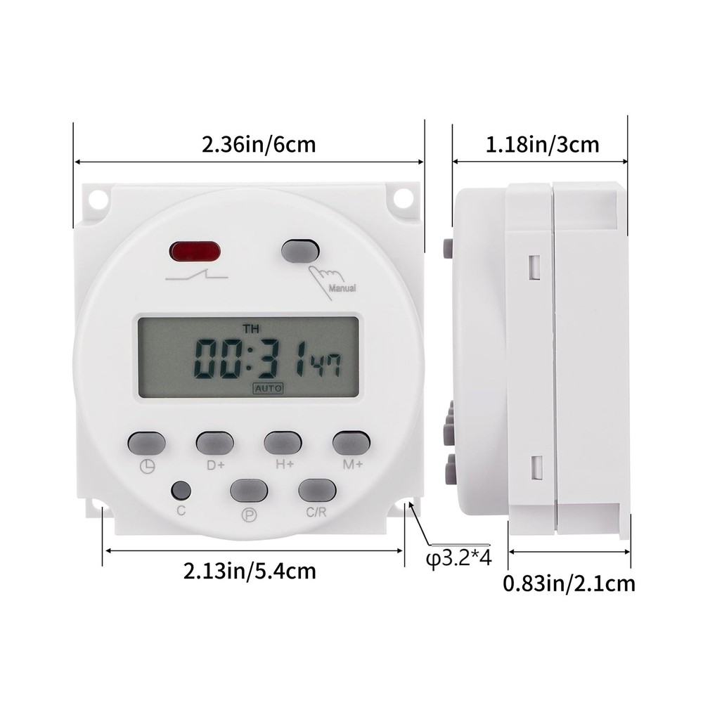 DC 12V Digital LCD Programmable Timer For Relay Switch 16A 1Min-168H Range