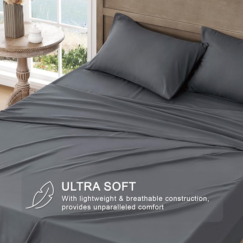 King Sheet Set - Ultra Soft Sheets for King Size Bed - Brushed Microfiber - D...