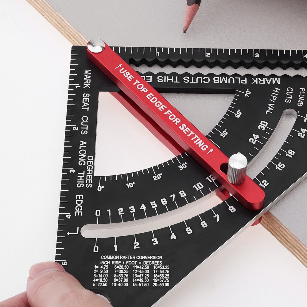 7 Inch Adjustable Angle Triangle Ruler with Adjustable Rod Woodworking Tool US