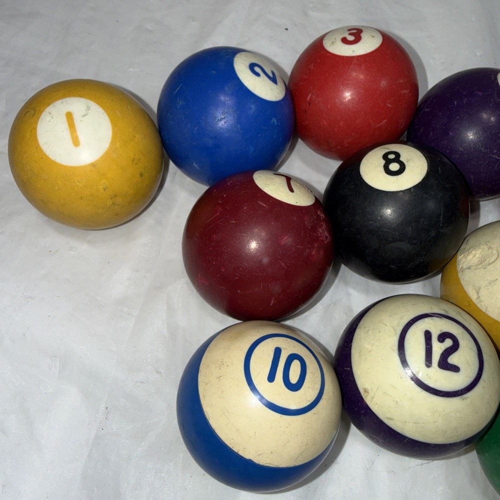 Vintage Striped & Solid Pool Ball Billiard 2 1/4" Replacement Balls Missing 11
