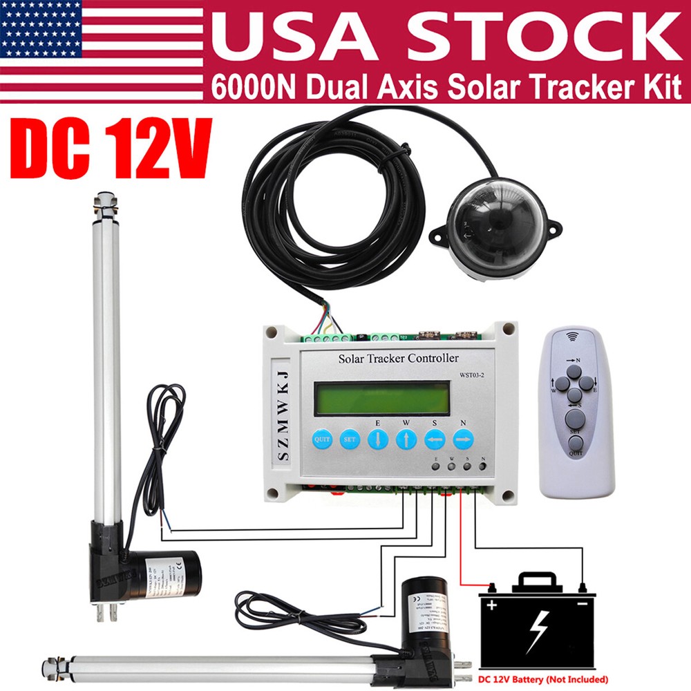 LCD 6000N Solar Panel Tracking Solar Tracker Controller 12V Linear Actuator Kits