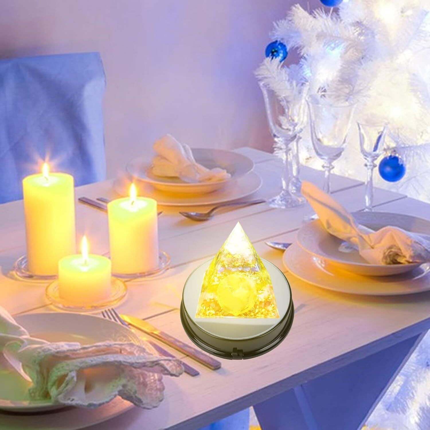 2pcs LED Light Display Base Stand 7 Color Lamp Holder Crystal Glass Art Figurinm