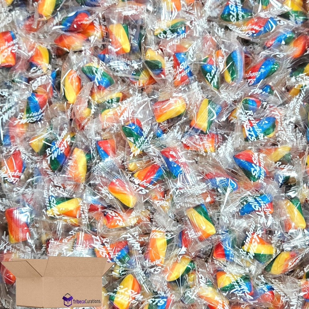 Rainbow Cylinder Shaped Mint Candy Twists Bulk 5 Pound Bag