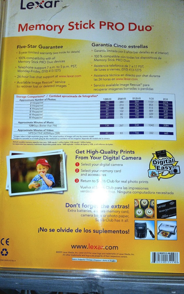 Memory Stick Lexar 512M Pro Duo MagicGate New
