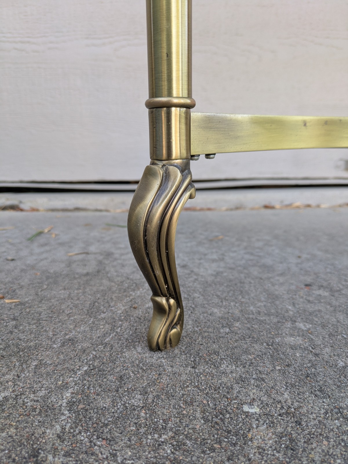 Vintage La Barge Style Glass Brass Console Table Flame Tip Hollywood Regency