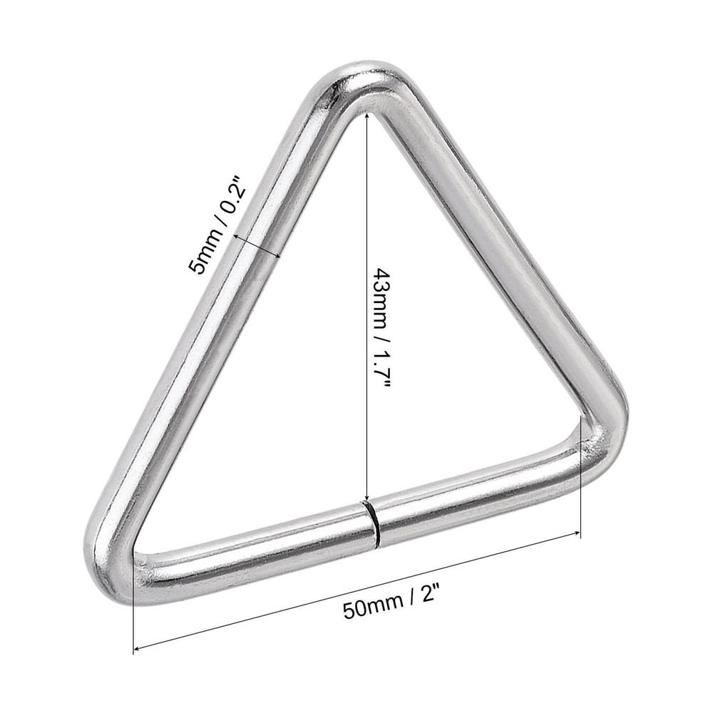 Metal Triangle Ring Buckle 2" (50mm) Inner Width 4pcs Width